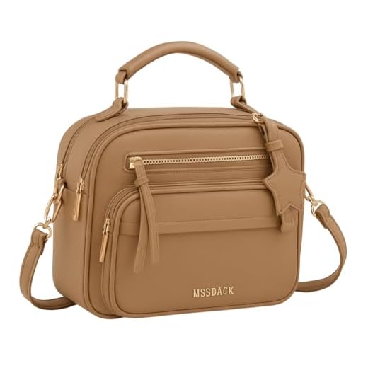 Bolsa Feminina Baú Transversal tamanho Médio em couro PU com Alça De Ombro removível Tiracolo (Cáqui)