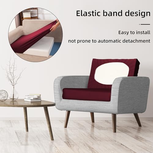 Image of 8Pcs Stretch Patio Cushion Covers,Outdoor Couch Covers Replacement,Outdoor Couch & Sofa Slipcovers,for Patio Furniture Cushion Covers,Washable Reusable urniture Protector (Wine Red,Cover Only)