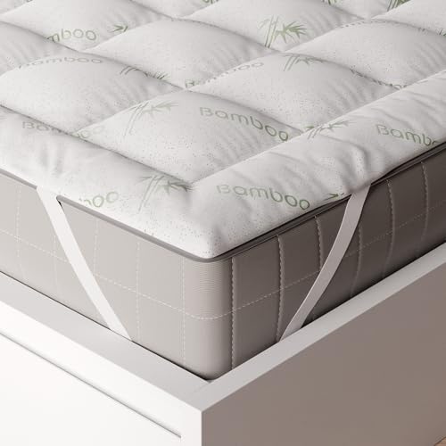 Niagara Sleep Solution Niagara Topper matrimonial 160x200 Grosor 2 cm Bambú - Transpirable y Fresco, diseñado para aliviar el dolor de espalda - El cubrecolchón con bolsillo profundo se adapta a