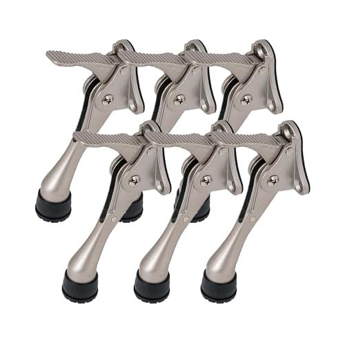 HA SHI 6 Stoppers Kickdown Door Stop for Bottom of Door, 4 in, Satin Nickel