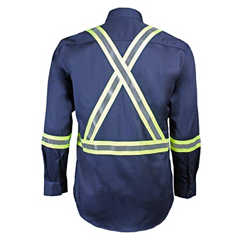Oil and Gas Safety Supply Men\'s Flame Resistant Reflective Button Shirt 2XL Navy - Thumbnail 2