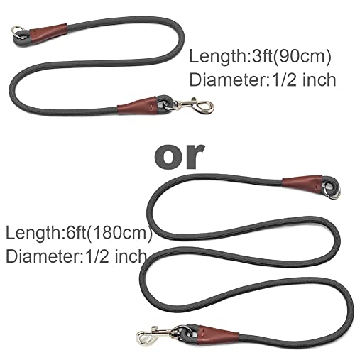 Mycicy No Handle Dog Leash 3FT / 6FT, Tether Training Leash Tie Down, Dog Extension Rope Great for Exercising, Bicycle and Outdoor, Running, Walking
