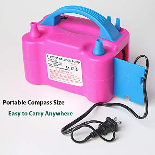 Dual Nozzles Balloon Pump Electric Fast Air Inflator Tank Blower with Balloon Ties and Ribbon for Massive Balloon Decoration