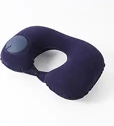 Lnflatable Travesseiro de pescoço de viagem em forma de U, almofadas portáteis para encosto de cabeça, almofadas de ar pressionadas manualmente