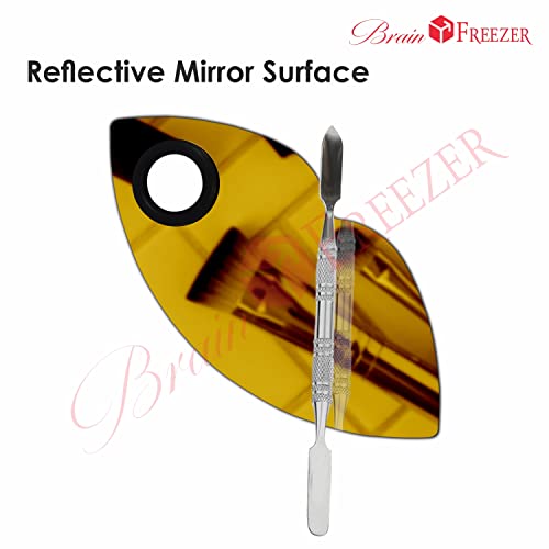 Image of Brain Freezer Shiny Makeup Palette With Stainless Steel Lip Shape Spatula, Golden 100 g