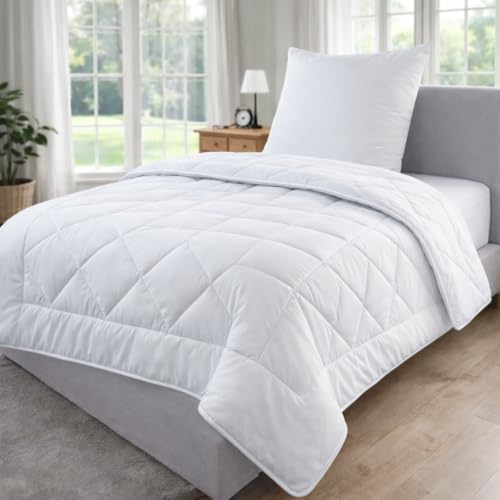 MALIKA Bettdecke 135x200 inkl. Kopfkissen 80x80 - Steppdecke 135x200 - Ganbzjahresdecke - waschbar Schlafdecke Duvet Zudecke