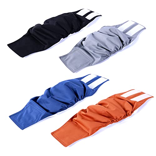 4Pack Washable Dog Belly Bands Male Dog Diapers Reusable Dog Wraps Dog Belly Wrap High Absorbing Puppy Nappies Wrap For Male Dogs Mix-Color (L) #TOP20