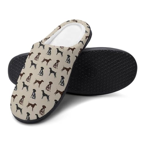 German Shorthaired Pointer Dogs Womens Cotton Slippers Anti-slip Rubber Sole Winter Warm House Shoes For Daily Wear3