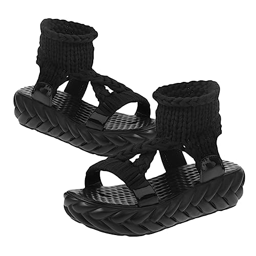 Sandales femme en tricot noir idéales pour les marches d'été
