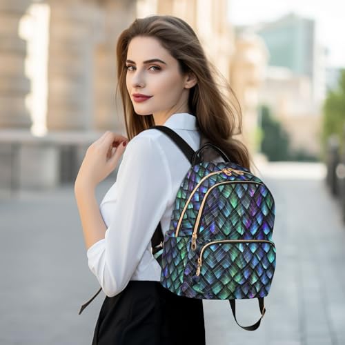 Image of Dragon Scale Mini Backpack Fashion Backpack Purse for Women,Handbag Shoulder Bag Casual Daypack, Ladies Gift for College Work (M)
