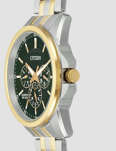 Image of Citizen Stainless Steel Analog Quartz Multifuction Men's Black Dial Watch - AG8348-56X, Band Color-Two-Tone