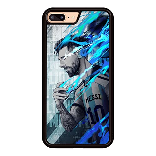 Cool Soccer Phone Case, Football iPhone 7Plus/8Plus Case, Non-Slip Pattern Design and Shock Absorption, Soft Silica Gel Frame Support Black Phone Case for Teen Girls and Boys, Women and Men