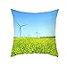 Epinki Funda Cojin 40x40 Cama, Fundas Cojin Molino del Viento y Flores Fundas Cojines Sofa Poliéster (Amarillo Verde Azul, 1Pcs)
