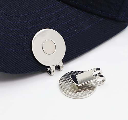 Adhere 2pcs Golf Hat Clip Golf Ball Marker Holder Magnetic Golf Cap Clips Without Ball Marker (Shiny Nickel) - Image 3