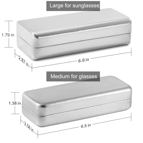 Image of TRIUMPH VISION Sunglasses Case Hard Shell Glasses Case Eyewear Eyeglasses | Sunglass Eyeglass Hard Case for Women and Men Metal PU Leather Lined Storage with Microfiber Cleaning Cloth Protection