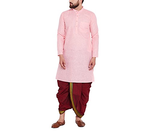 Image of SOJANYA (Since 1958 Men's Brown and Black Cotton Dhoti Kurta Set