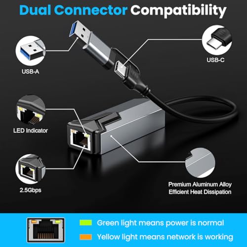 Image of ZORBES USB C to 2.5 Gbps Ethernet Adapter, RJ45 LAN Converter
