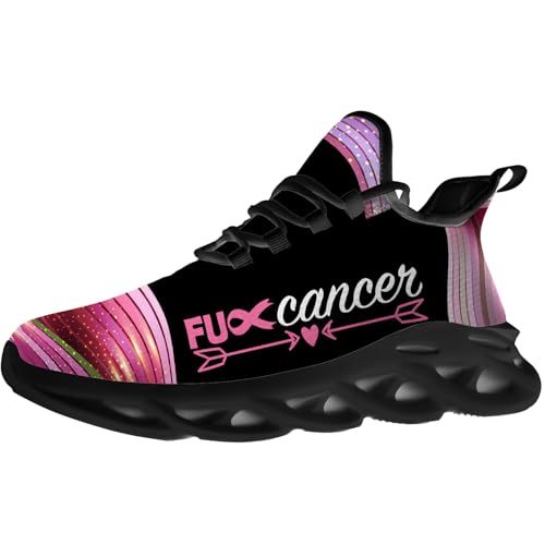 Women's Running Shoes American Flag Breast Cancer Sneakers Lightweight Walking Tennis Shoes Gifts for Men Women2