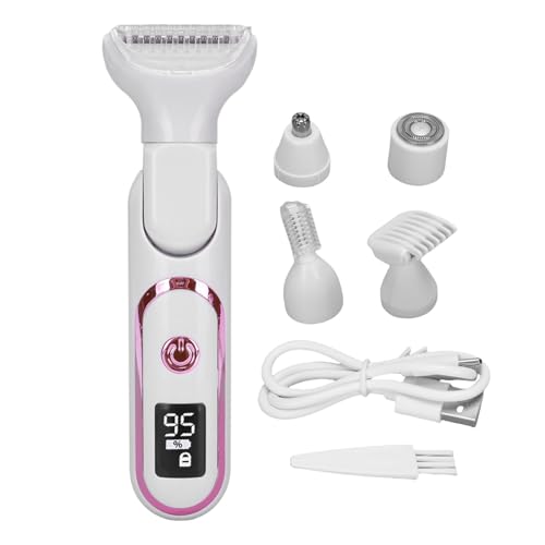 ZJchao Recortador de Vello Corporal Eléctrico 5 en 1, Depiladora de Uso Seco y Húmedo para Mujeres y Hombres con Cabezales Reemplazables, Peluquero