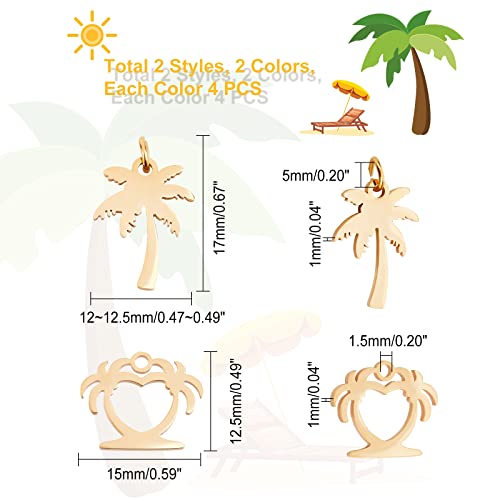 DICOSMETIC 16pcs 2 Styles 2 Colors Coconut Tree Charms Stainless Steel Coconut Palm Charms with Jump Rings Stamping Blank Tree Charms Beach Style Pendants for Jewelry Making,Hole:1.5mm - Image 4