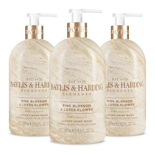 Baylis & Harding Elements Pink Blossom and Lotus Flower Hand Wash, 500 ml (Pack of 3) - Vegan Friendly