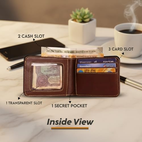 Image of Customised Men's Wallet & Keychain Combo Set | Personalised Name Printed | Vegan Faux Leather Slim Wallet | Stylish Gift for Husband, Boyfriend & Men
