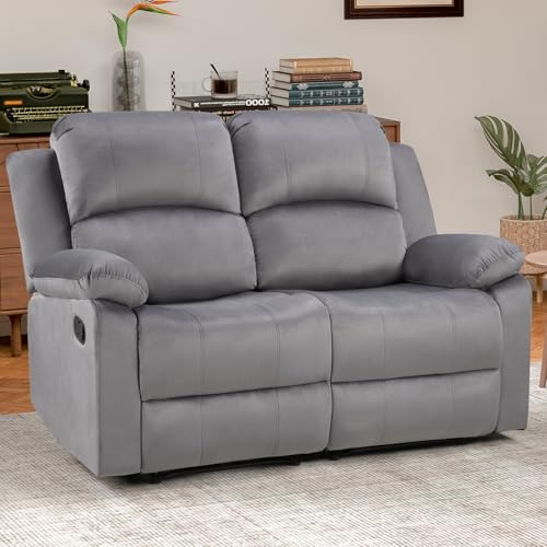 EBELLO Manual Loveseat Recliner Sofa, Soft Microfiber Reclining Couch with