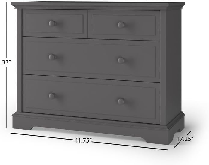 Cool Gray 3-Drawer Nursery Dresser with English Dovetail Construction