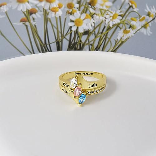 10K/14K/18K Gold Natural Diamond Personalized Birthstone Rings for Women Custom 1-3 Names Infinity Promise Ring Engraved Engagement Ring for Mom Wife2