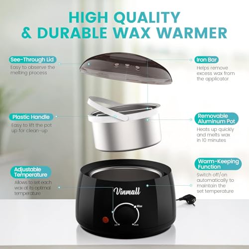 Wachswärmer Waxing Set Wachs Haarentfernung zuhause: Wax Maschine 4 Packungen wachsperlen und 30 Holzspateln,Wax haarentfernung gesicht Körper Damen Herren