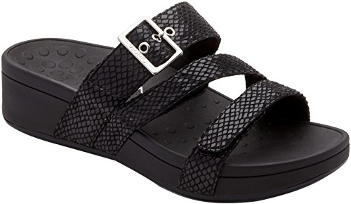 Vionic Women's Pacific Rio Platform Sandal - Ladies Adjustable Slide Sandal with Concealed Orthotic Arch Support Black Snake 7 Medium US