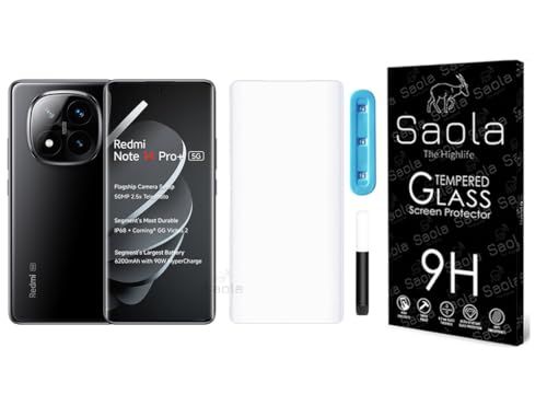 Image of Saola 1-Pack UV Curved Tempered Glass for Redmi Note 14 Pro Plus 5G | 9H Hardness | Edge-to-Edge Full Screen | UV Light Installation | Scratch Resistant | Case Friendly Screen Protector. (6.67 Inches)