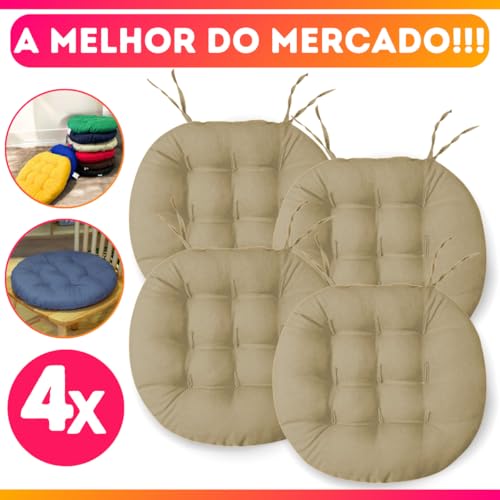 Kit 4 Almofadas Assento Cadeira Futton Futon 40x40cm Redondo Cores Diversas (Chino)