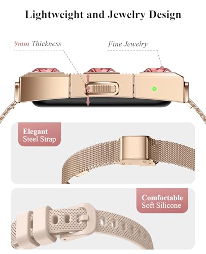 Smart Bracelet for Women, Wearable Activity & Fitness Tracker Band, 24/7 Sleep Tracker, All-Day Continuous Heart Rate Blood Pressure Stress HRV Monitor, 170+ Sport Modes Smart Wristband with 2 Bands - Image 6