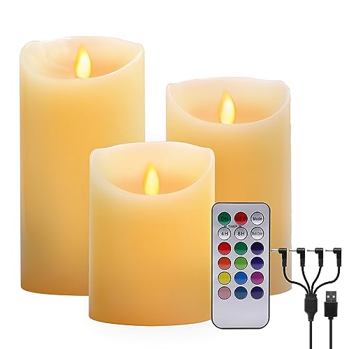 Bougies LED sans Flamme, Bougies à LED Blanc Chaud et Multicolore...