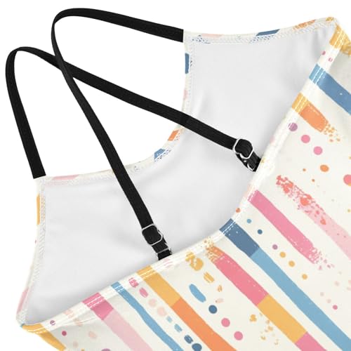 KLL Stripes Tiny Dots Minimalist Girls' 1 Piece Swimsuit Beach Swimwear Adjustable Shoulder Strap Cute4
