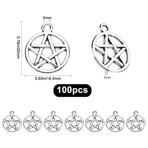 SUNNYCLUE 100Pcs Pentacle Star Charms Alloy Pendants Pentacle Star Charms Pendant Lucky Tibetan Five Point Charm Jewelry Making Accessory for DIY Earring Necklace Bracelet Making Christmas - Image 2