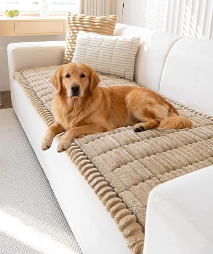 OTOB Couch Cover for Dogs Washable, Non Slip Funny Pet Couch Covers Sofa Slipcovers Cushion Mat, Plush Soft Cozy Pet Friendly Furniture Protector, All Seasons (Coffee, 23.6' x 47.2')