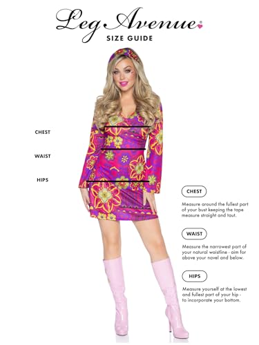 Image of Leg Avenue Women's 2 Pc Hippy Girl Costume for Women Hippie Dress With Headband