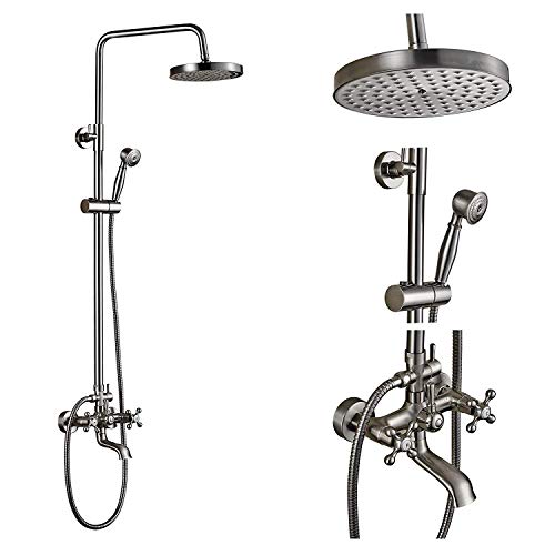 Ensemble douche effet pluie nickel brossé 8" contre les variations de pression