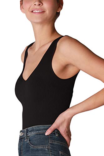 NIKIBIKI Women Seamless Ribbed V-Neck Bodysuit, Made in U.S.A, One Size2