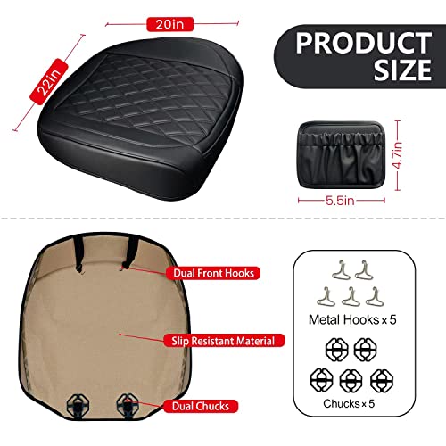 2 Pack Leather Front Car Seat Cover Bottom Car Seat, Anti-Slip And Full Wrap Driver Car Seat Protectors With Storage Pocket, Luxury Waterproof Bottom Auto Seat Cushion Pad Mat For Most Vehicles(Black) #TOP1