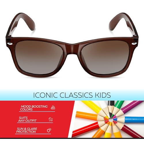 Image of Retro Rewind Kids Sunglasses for Boys Girls Age 3-12 - Shatterproof UV400 Toddler Children Sun Glasses