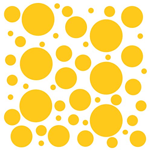 Set of 100 (Yellow) Vinyl Wall Decals - Assorted Polka