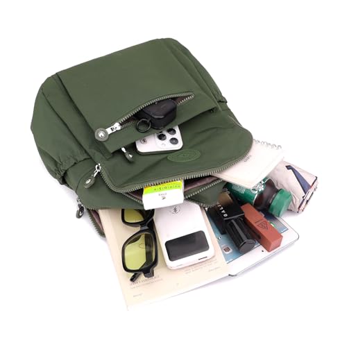 Image of Tanweibago Mini Nylon Women Backpacks,11L Small Ladies backpacks Casual Lightweight Women Shopping Travel Daypack (Army Green)