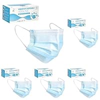 Kinbontop Einweg-Mundschutz, 3-lagig, Typ IIR, einzeln verpackt, atmungsaktiv Masken Mundschutz, mit Ohrbändern und Nasenbügel, Packung mit 50 Stück
