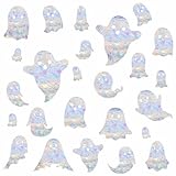 Barri Design Ghost Window Clings Static Cling Halloween Ghost Window Decals Hanging Ghost Prismatic Vinyl Stickers Anti-Collision Window Stickers for Bird Strikes Suncatcher Rainbow Stickers