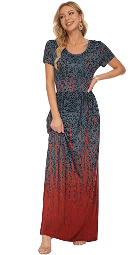 Image of AUSELILY Women's Classic Short Sleeve Loose Plain Casual Long Maxi Dresses for Women 2026