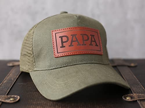 Image of Dad Hat Gift for Father's Day - New Grandpa Gift Trucker Hat for Dad Golf Hat with Custom Leather Patch