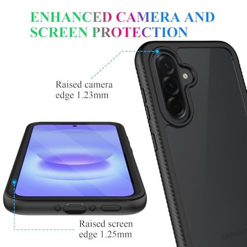 wahhle Compatible with Samsung Galaxy A37 5G Case, Built-in Screen Protector Full Body Shockproof Slim Fit Bumper Protective Phone Cover for Men Women - Black/Clear by wahhle - Image 4